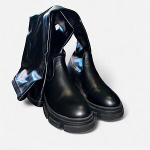 Black knee high Chunky Platform Boots